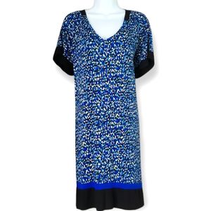 NWT DKNY blue & black digital print sheath dress Womens Large